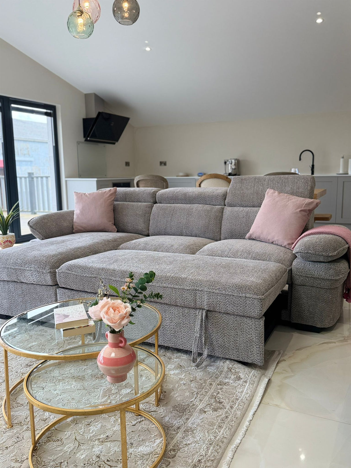 Hunter Corner Sofa Bed with Storage (Available in Grey, Blue, Beige or Green)