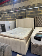 Clarissa Floor Standing Headboard Bed Frame (With or without gas lift storage, range of fabrics to choose from)