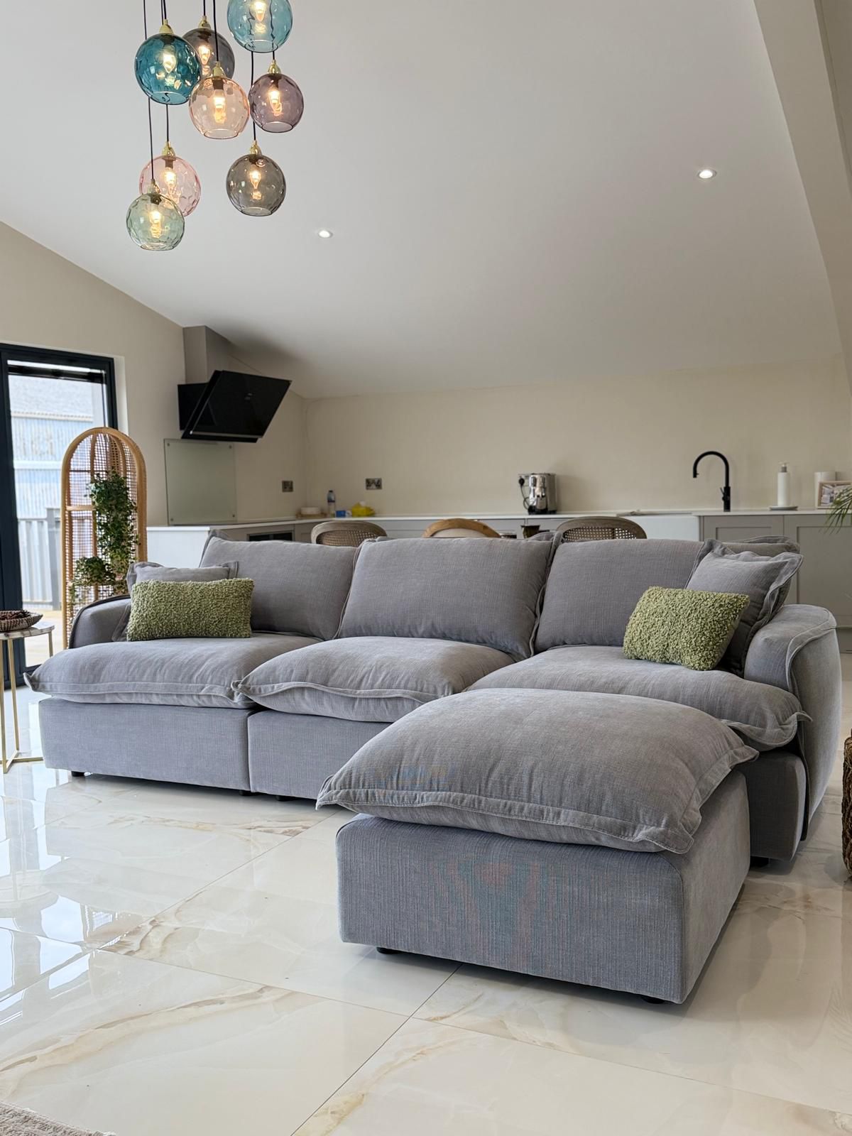 Daniela Modular 3 Seat Sofa and Footstool (Available in Stone or Grey)