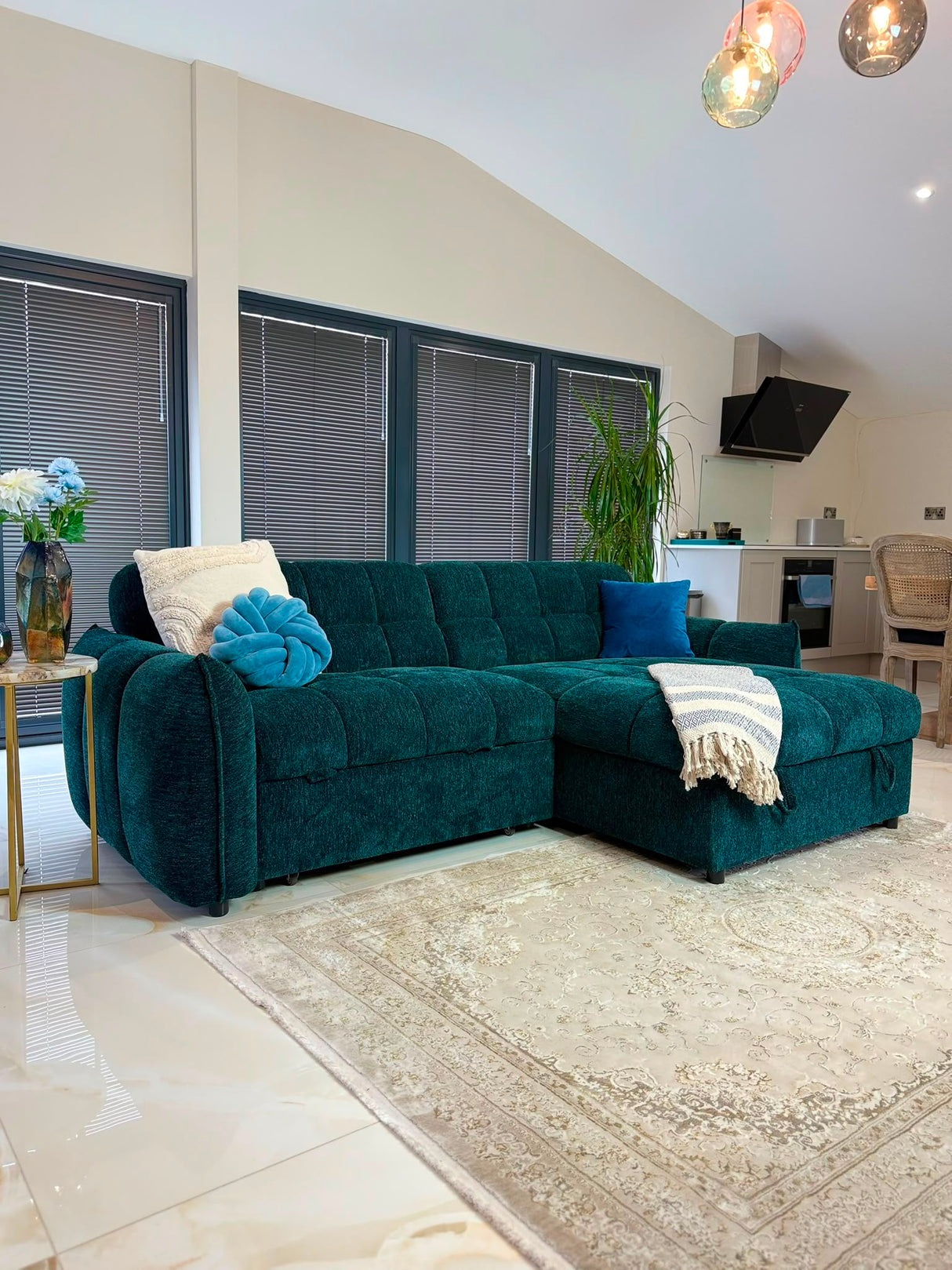 Miami Corner Storage Sofa Bed (Available in Black, Grey or Teal)