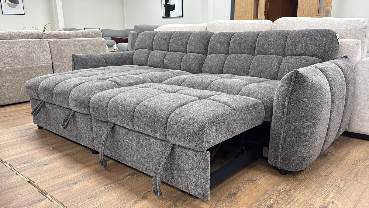 Miami Corner Storage Sofa Bed (Available in Black, Grey or Teal)