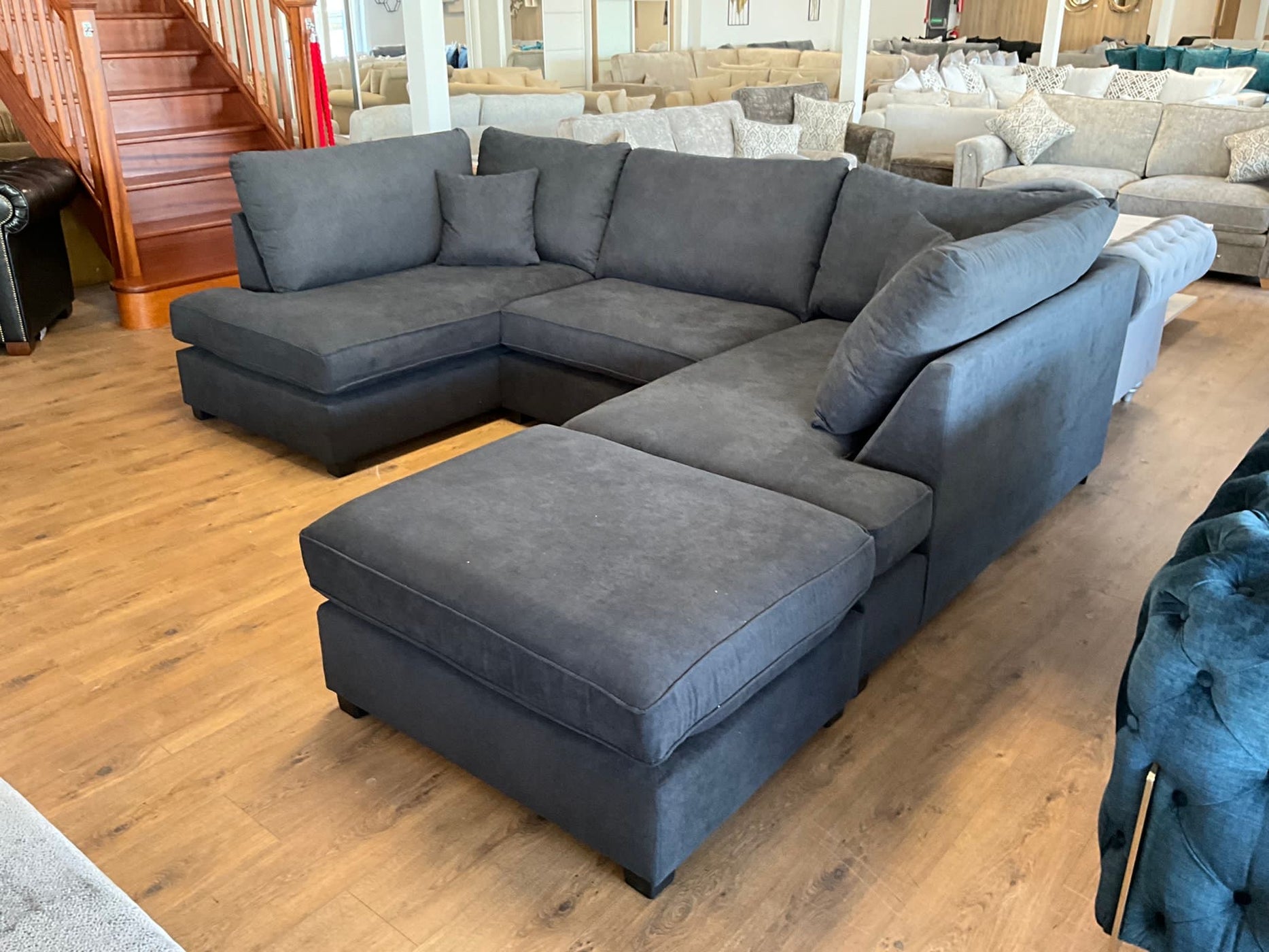 Westminster UShape/Cinema Sofa (Available in Linen Beige, Light Grey — London Furniture Outlet