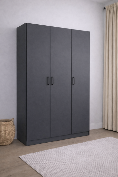 Economy 3 Door Wardrobe in Dark Grey | LFO