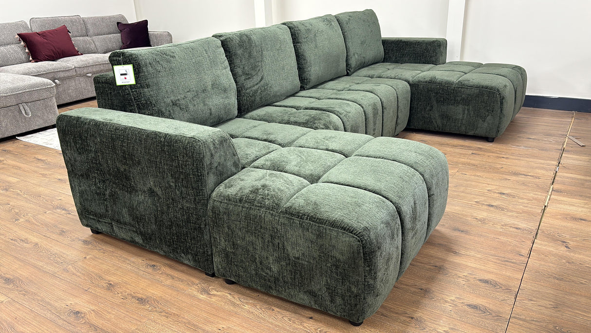 Sofia U-Shape Sofa Bed with Storage (Available in Green, Beige or Grey)