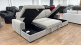 Vareena U-Shape Sofa Bed with Storage (Available in Chenille Light Grey, Dark Grey, Blue, Beige or Green)