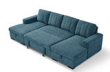 Vareena U-Shape Sofa Bed with Storage (Available in Chenille Light Grey, Dark Grey, Blue, Beige or Green)