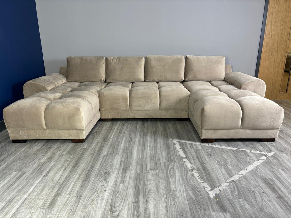Stella U-Shape/Cinema Sofa (Available in Velvet Cream, Mocha or Grey)