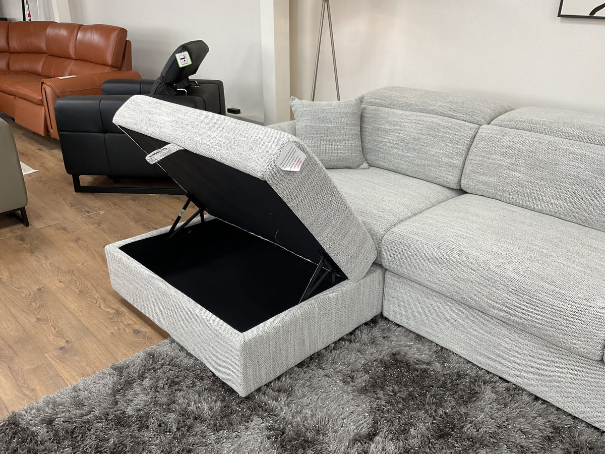 Duncan Chaise Corner Sofa and Storage Footstool (Available in Beige or Grey)