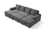 Vareena U-Shape Sofa Bed with Storage (Available in Chenille Light Grey, Dark Grey, Blue, Beige or Green)