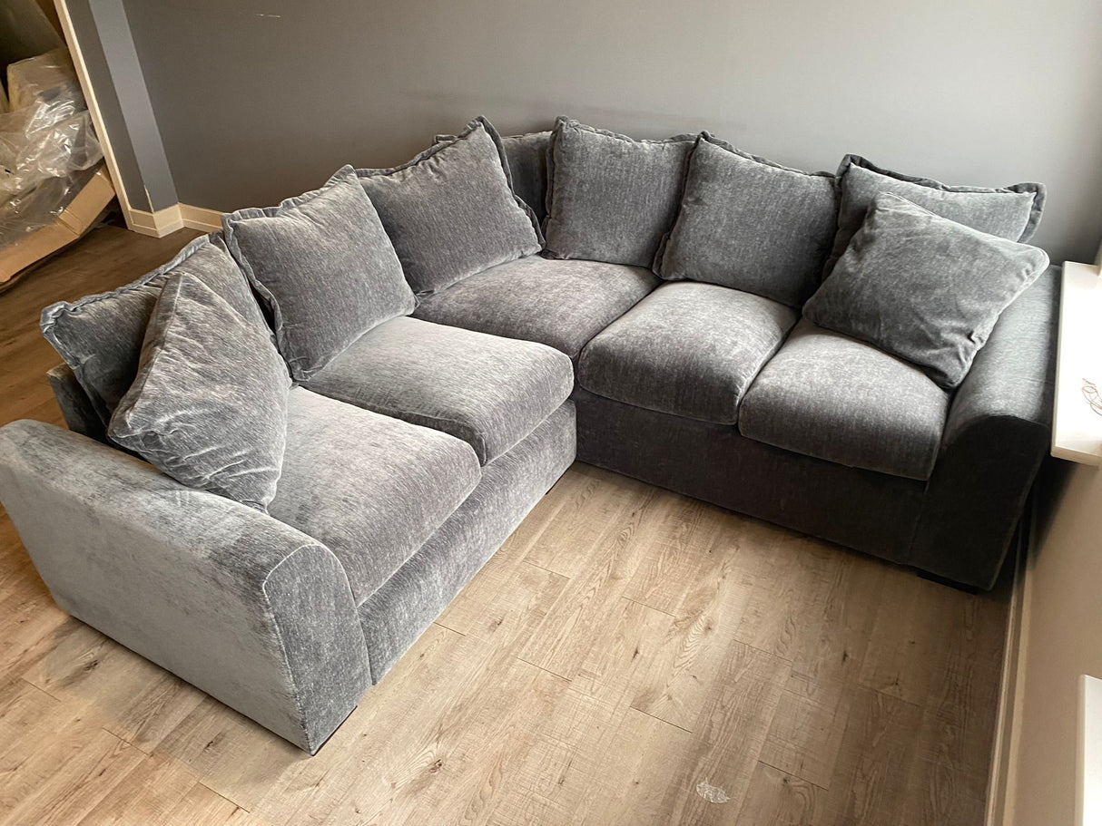 Winnie Double Corner Sofa (Available in soft chenille Teal, Navy, Stone or Dark Grey)
