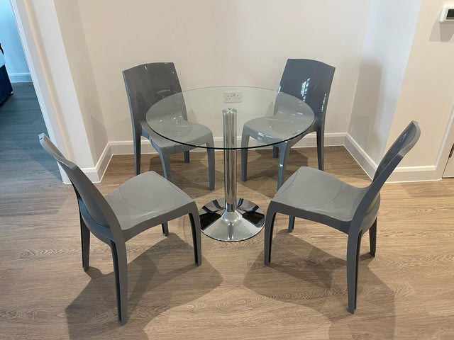 Leah Glass Table Dining Set 4 Chairs | LFO