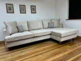 Napoli Chaise Corner Sofa (Available in Plush Velvet Black, Grey or Beige)