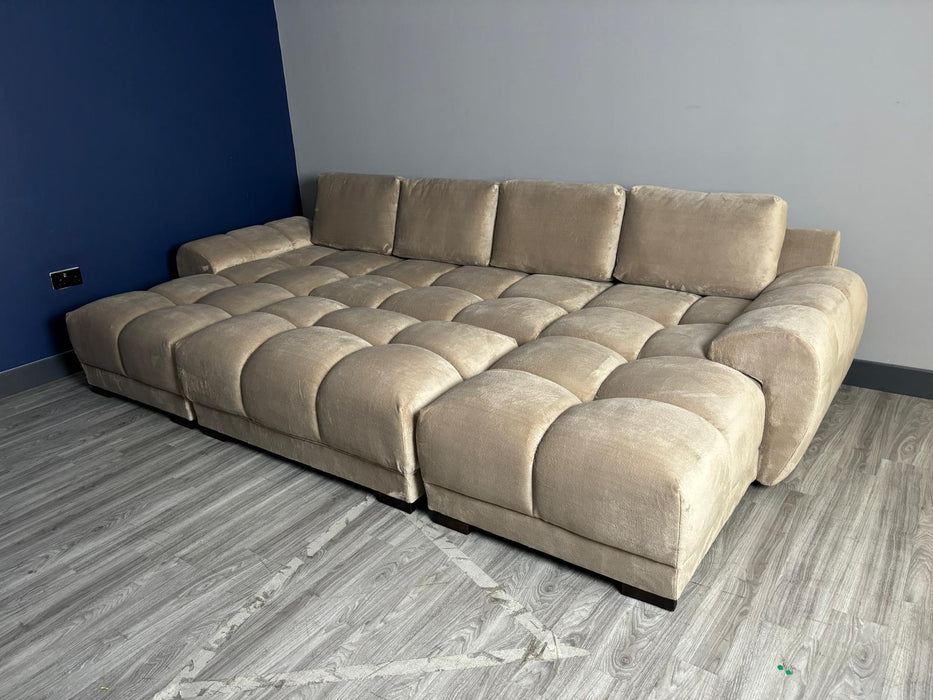 Stella U-Shape/Cinema Sofa (Available in Velvet Cream, Mocha or Grey)