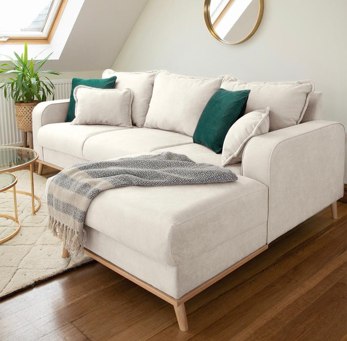 Beckley Chaise Corner Sofa (Available in Linen Pink, Baby Blue, Cream or Grey