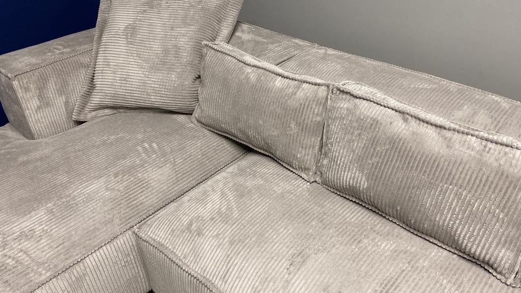 Denmark Chaise Corner Sofa (available in soft chord beige or light grey)