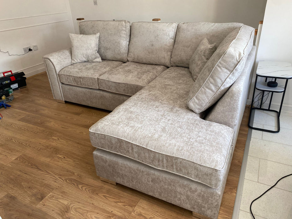 Bromley Full Back Corner Sofa (Available in Linen Cream, Linen Grey or Alaska Silver Chenille)