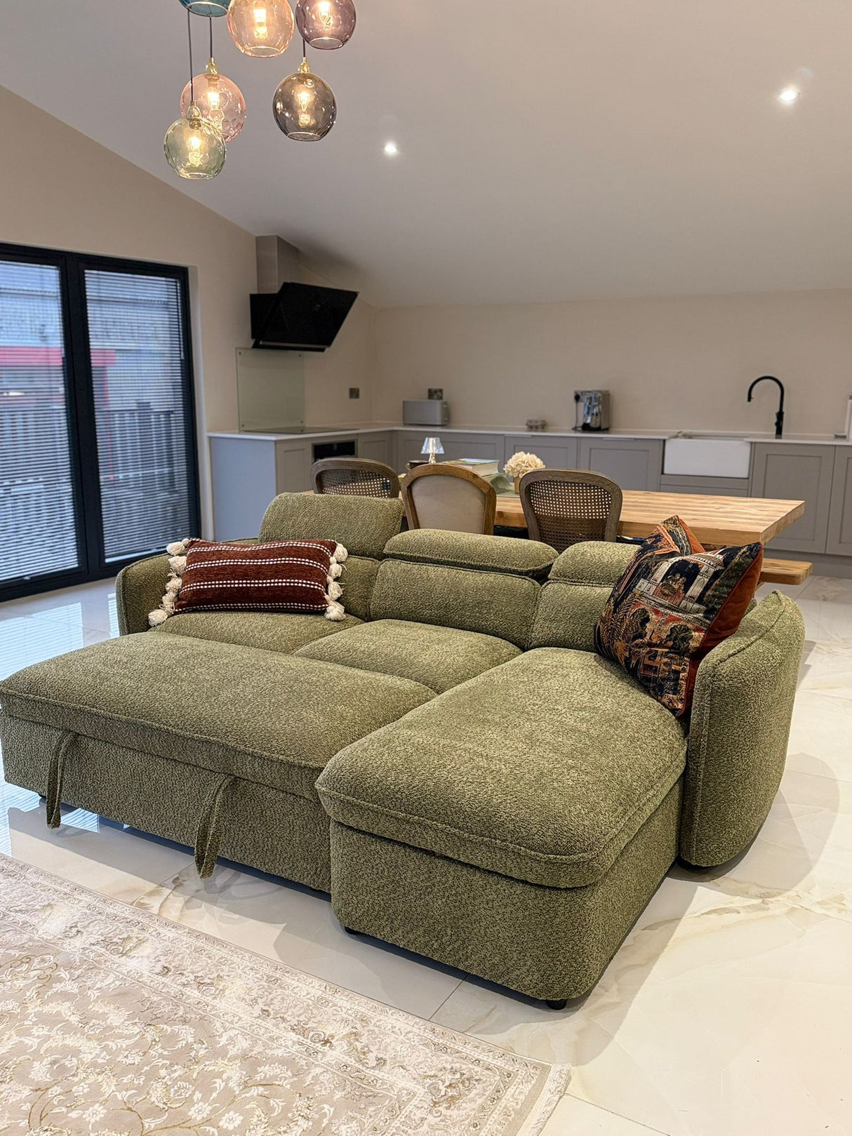 Naples Corner Sofa Bed with Storage (Available in Chenille Grey, Blue, Beige or Green)