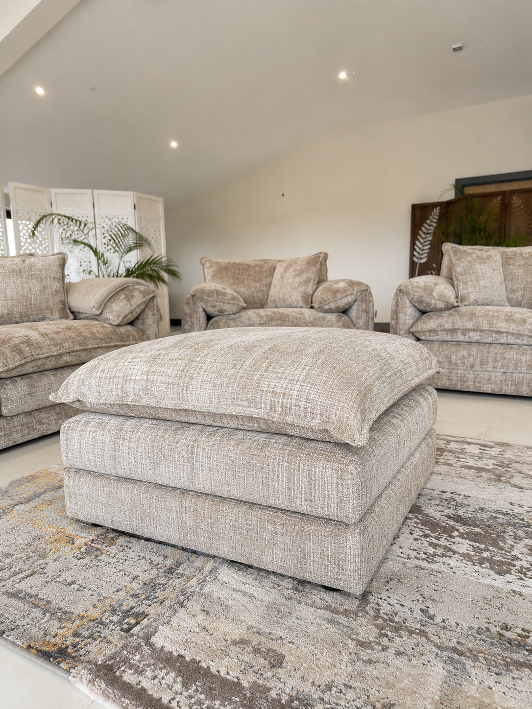 Samantha Footstool (Available in Beige, Grey, Black or Green)