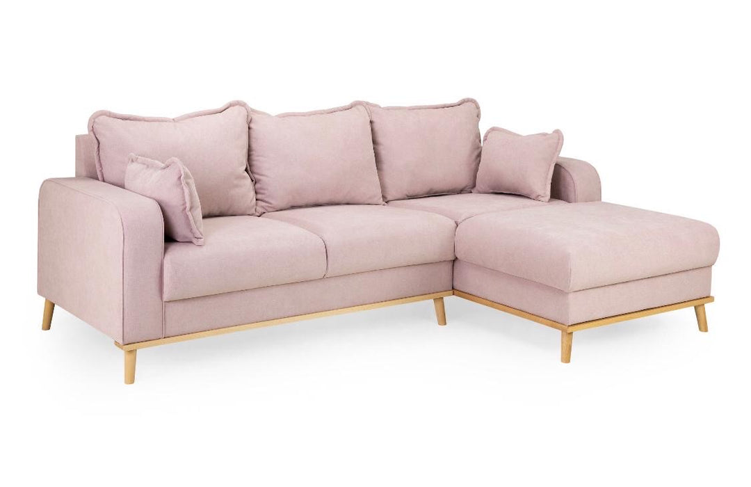 Beckley Chaise Corner Sofa (Available in Linen Pink, Baby Blue, Cream or Grey