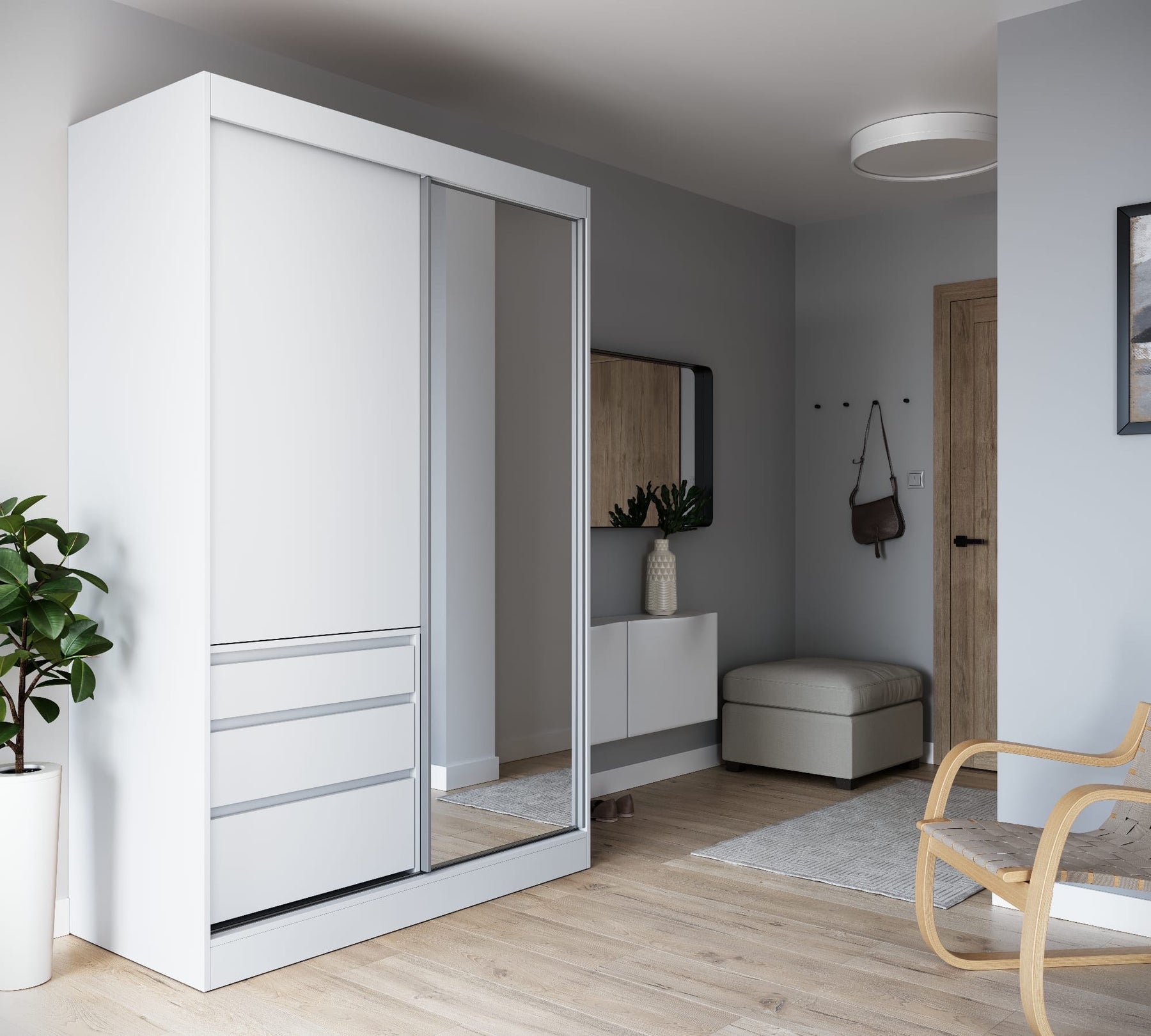 140cm Maryland Sliding Door Wardrobe (Available in White or Oak)