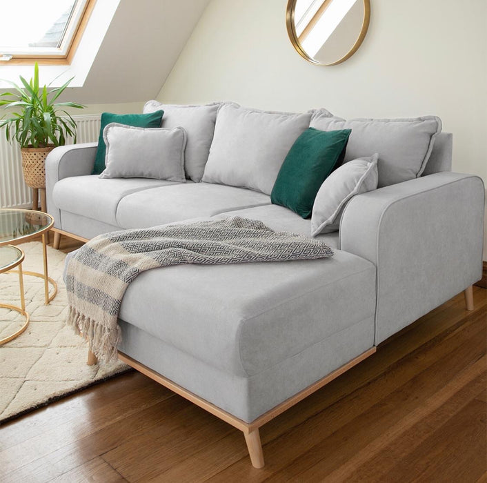 Beckley Chaise Corner Sofa (Available in Linen Pink, Baby Blue, Cream or Grey