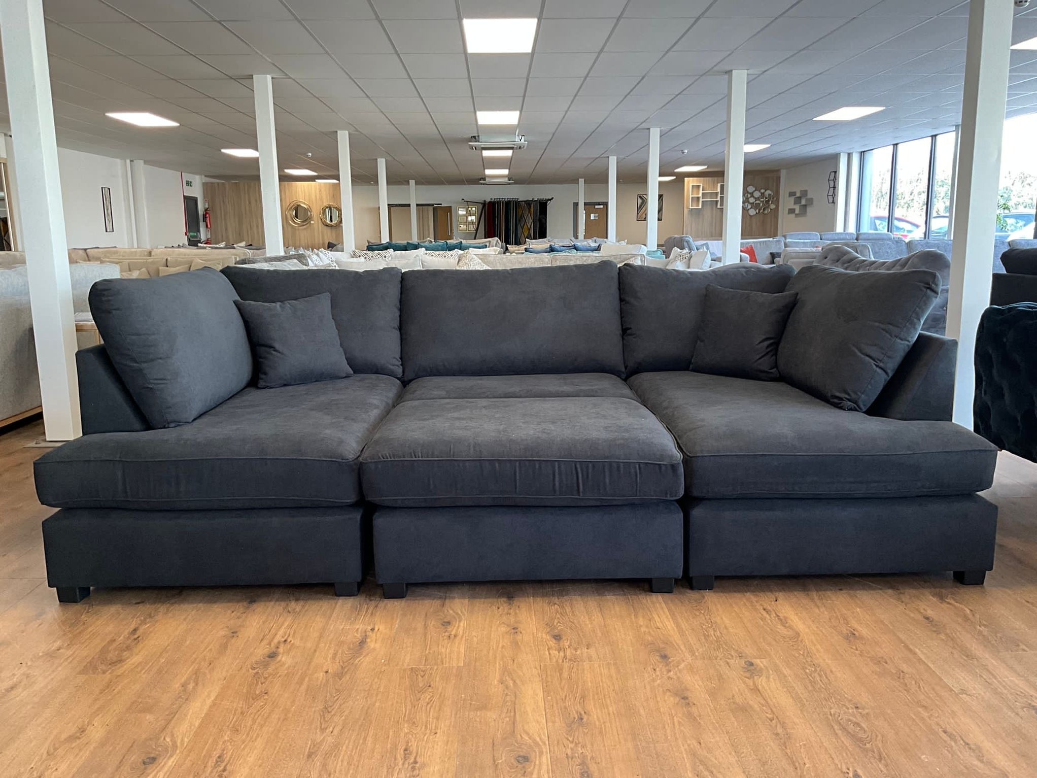 Westminster UShape/Cinema Sofa (Available in Linen Beige, Light Grey — London Furniture Outlet