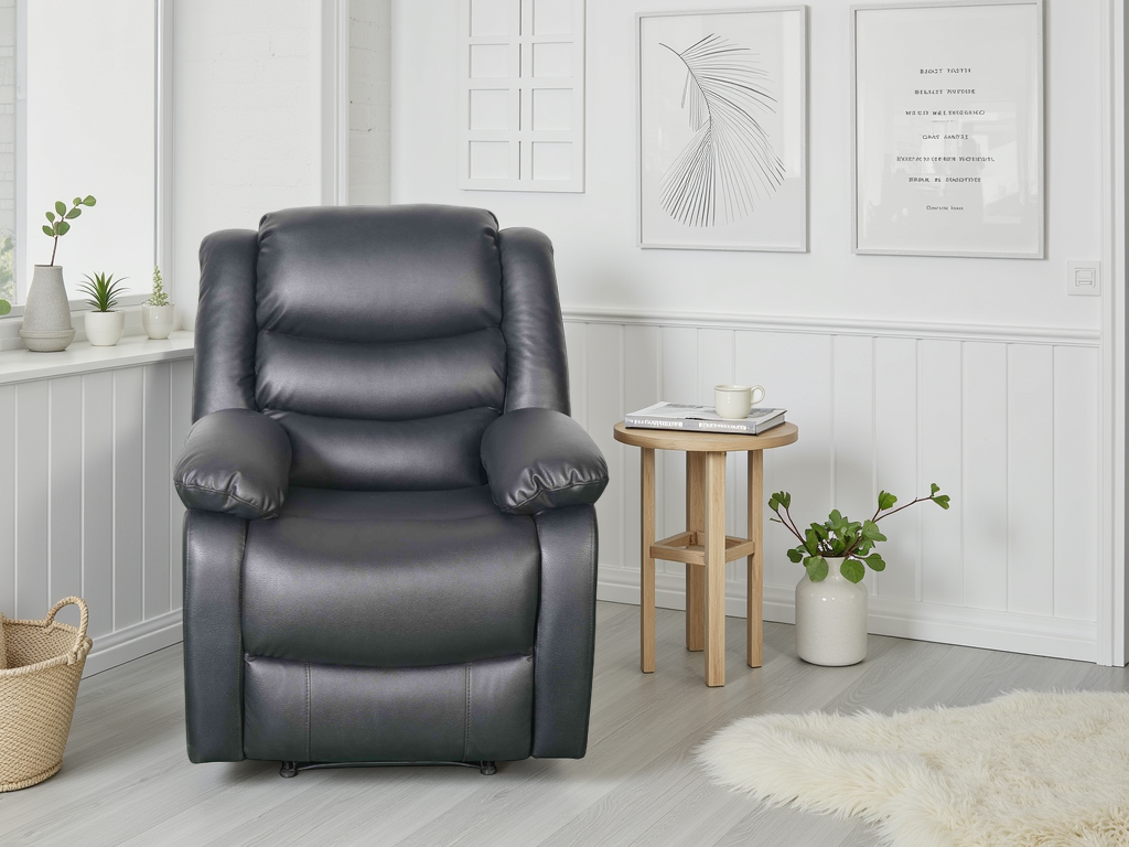 Lincoln Armchair Manual Recliner Sofa (Available in PU Black or PU Brown) (Copy)