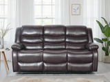 Lincoln 3 Seat Manual Recliner Sofa (Available in PU Black or PU Brown)