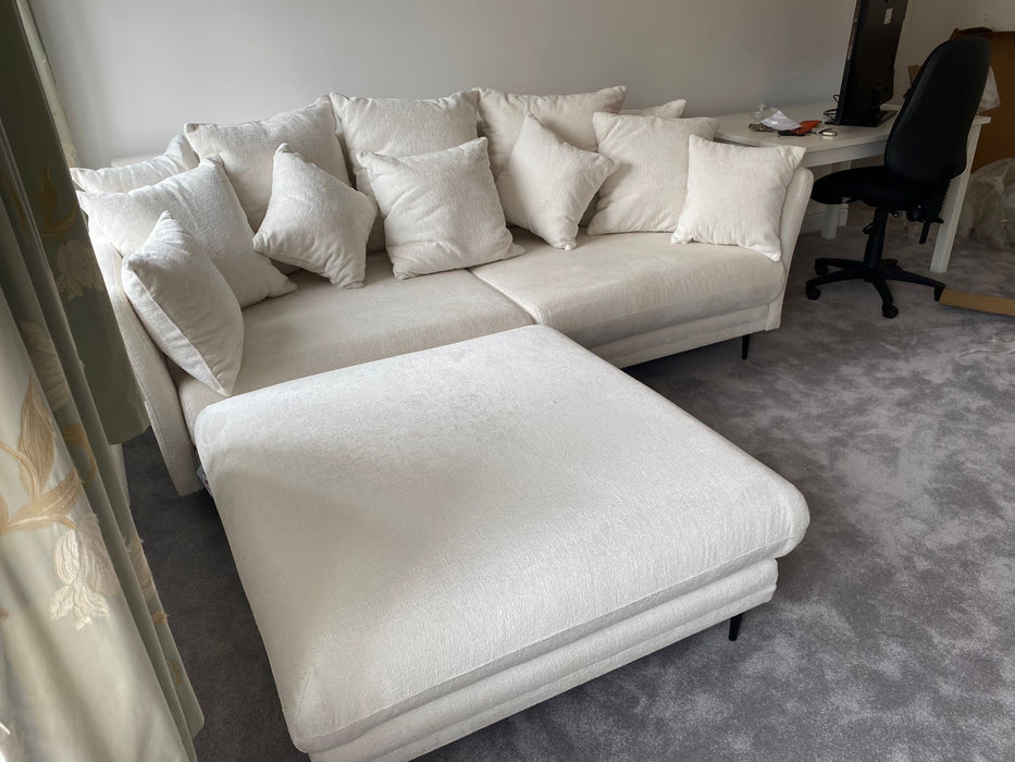 Wimbledon 4 seat sofa with footstool (Available in Boucle Cream)