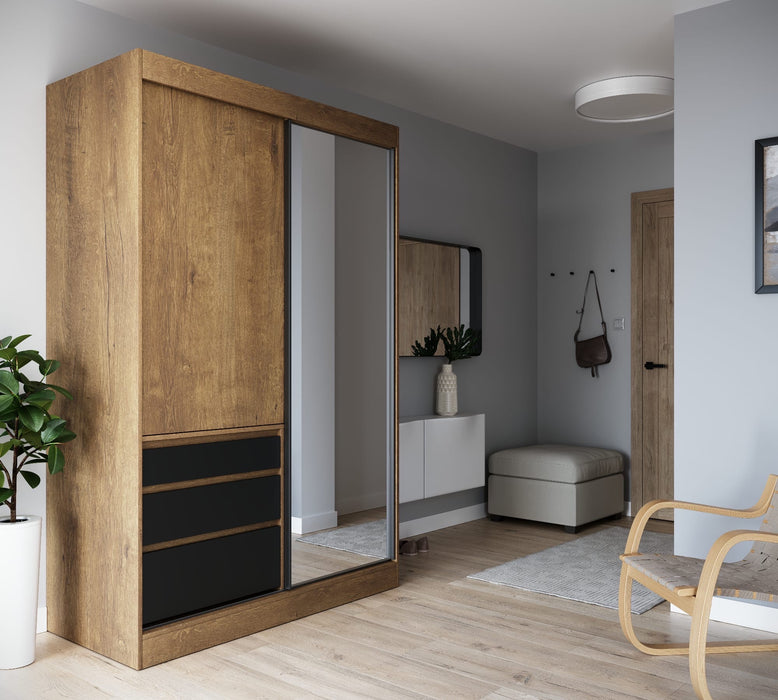 140cm Maryland Sliding Door Wardrobe (Available in White or Oak)