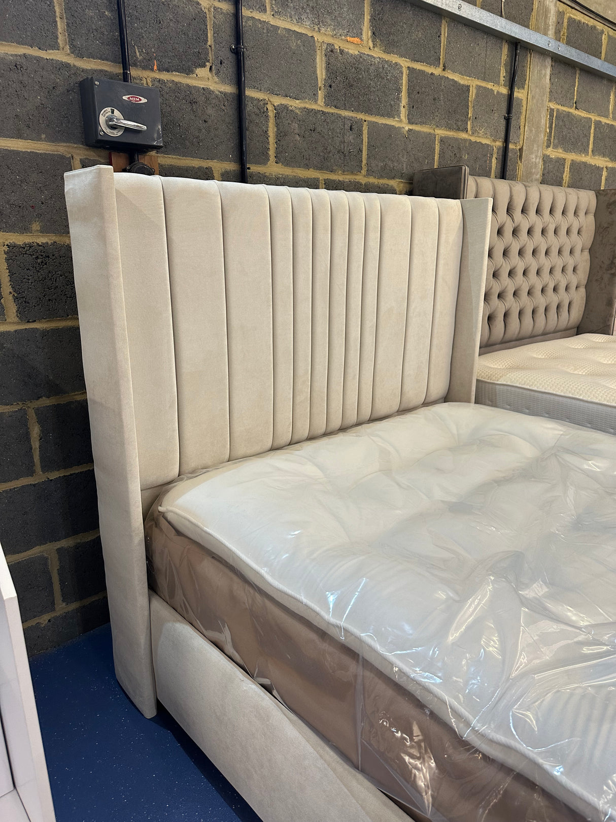 Clarissa Floor Standing Headboard Bed Frame (With or without gas lift storage, range of fabrics to choose from)