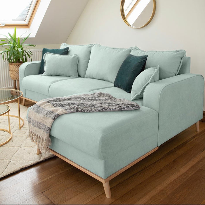 Beckley Chaise Corner Sofa (Available in Linen Pink, Baby Blue, Cream or Grey