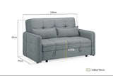 Milli 2 Seat Sofa Bed (Available in Velvet Grey or Mocha)