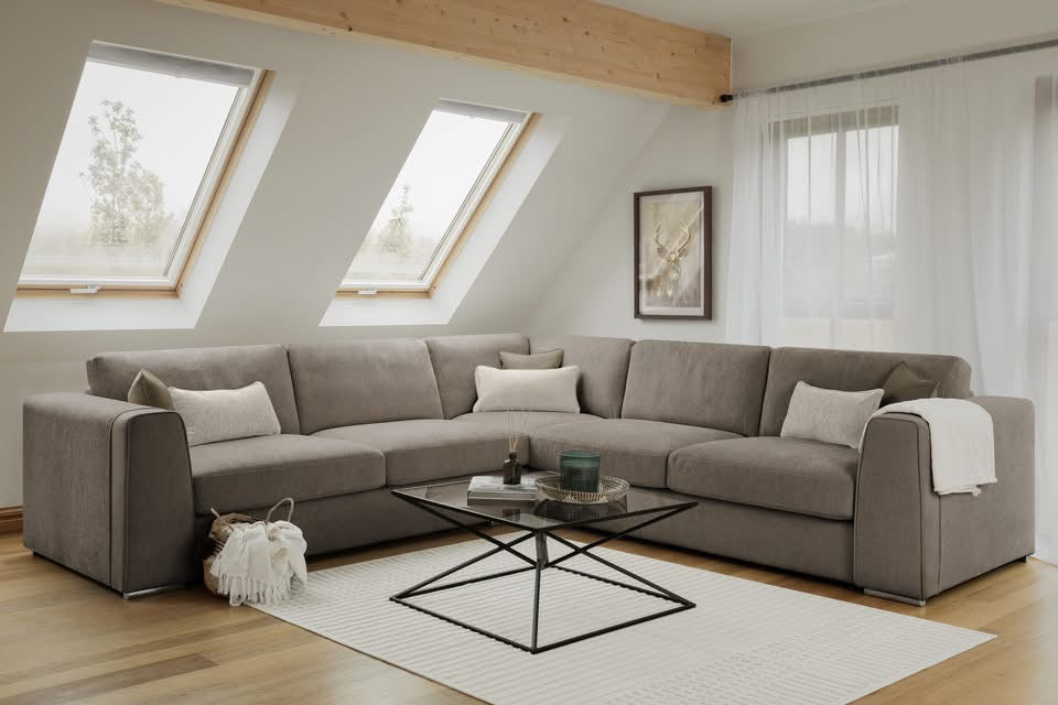 Turin Large Corner (Available in Allora Chenille Grey, Beige or Dark Brown)