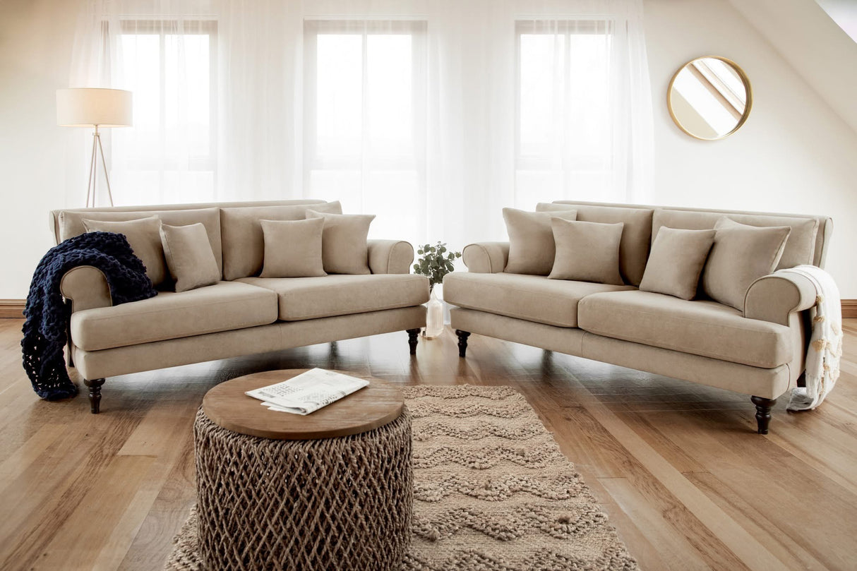 Caprice Sofa 3 and 2 Seat Sofa Bundle Deal (Available in Linen Beige or Grey)
