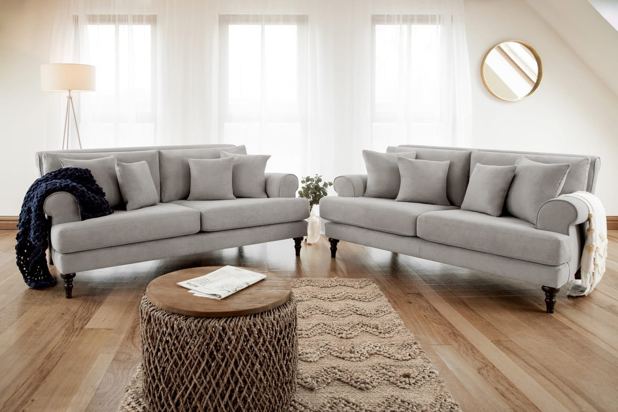 Caprice Sofa 3 and 2 Seat Sofa Bundle Deal (Available in Linen Beige or Grey)