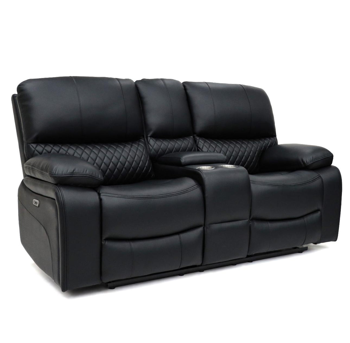 Pentagon 2 Seat Electric Recliner Sofa (Available in Leather Grey or Black)