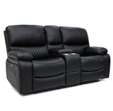 Pentagon 2 Seat Electric Recliner Sofa (Available in Leather Grey or Black)