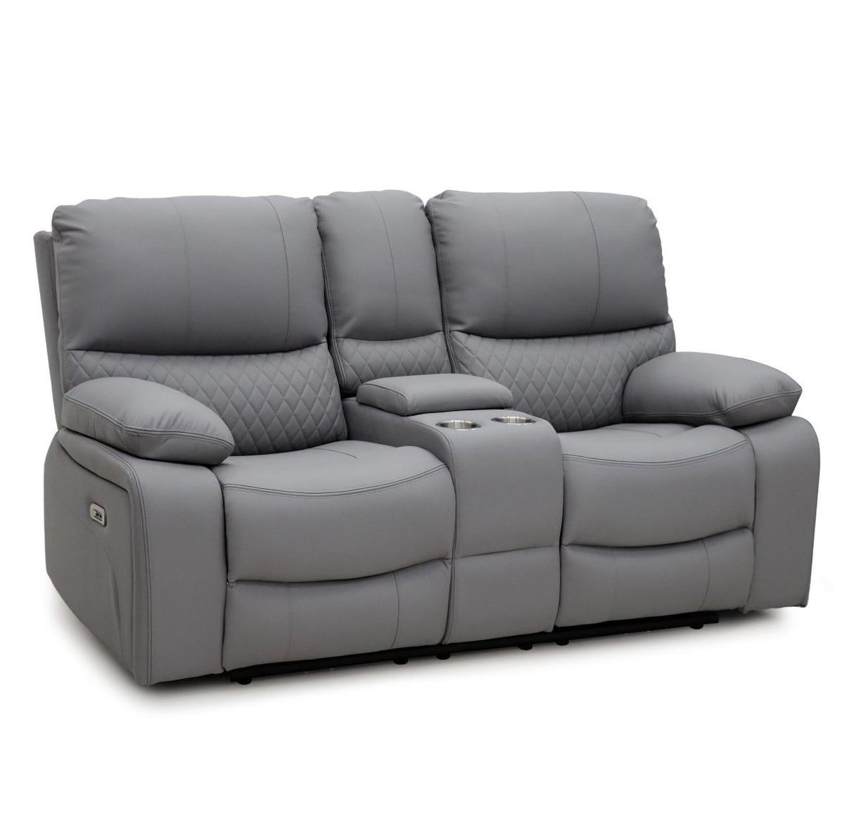 Pentagon 2 Seat Electric Recliner Sofa (Available in Leather Grey or Black)