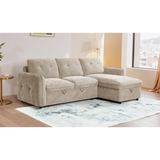 Samara Corner Sofa Bed with Storage (Available in Chenille Grey, Brown, Beige or Green)