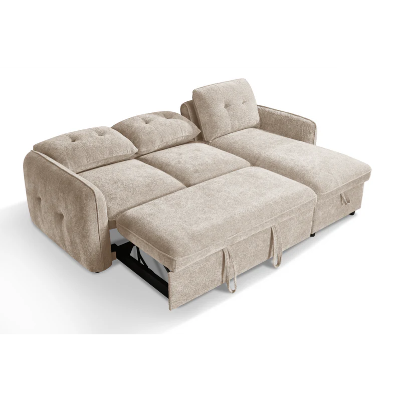 Samara Corner Sofa Bed with Storage (Available in Chenille Grey, Brown, Beige or Green)