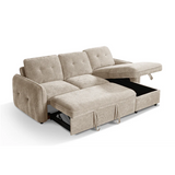 Samara Corner Sofa Bed with Storage (Available in Chenille Grey, Brown, Beige or Green)