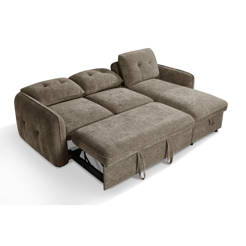 Samara Corner Sofa Bed with Storage (Available in Chenille Grey, Brown, Beige or Green)