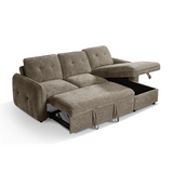 Samara Corner Sofa Bed with Storage (Available in Chenille Grey, Brown, Beige or Green)