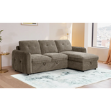 Samara Corner Sofa Bed with Storage (Available in Chenille Grey, Brown, Beige or Green)