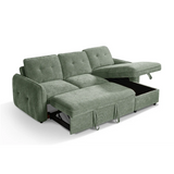 Samara Corner Sofa Bed with Storage (Available in Chenille Grey, Brown, Beige or Green)