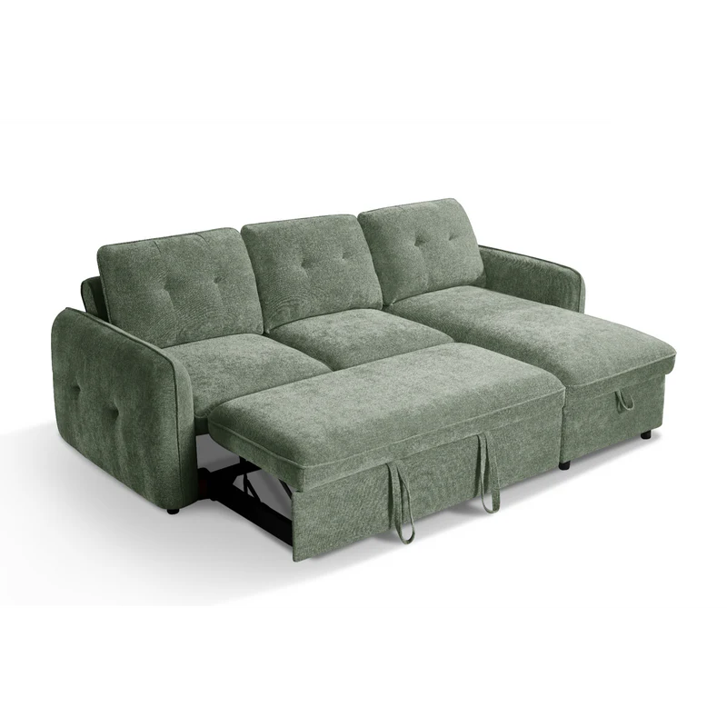 Samara Corner Sofa Bed with Storage (Available in Chenille Grey, Brown, Beige or Green)