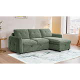 Samara Corner Sofa Bed with Storage (Available in Chenille Grey, Brown, Beige or Green)