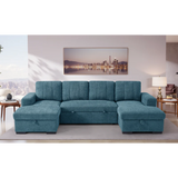 Vareena U-Shape Sofa Bed with Storage (Available in Chenille Light Grey, Dark Grey, Blue, Beige or Green)