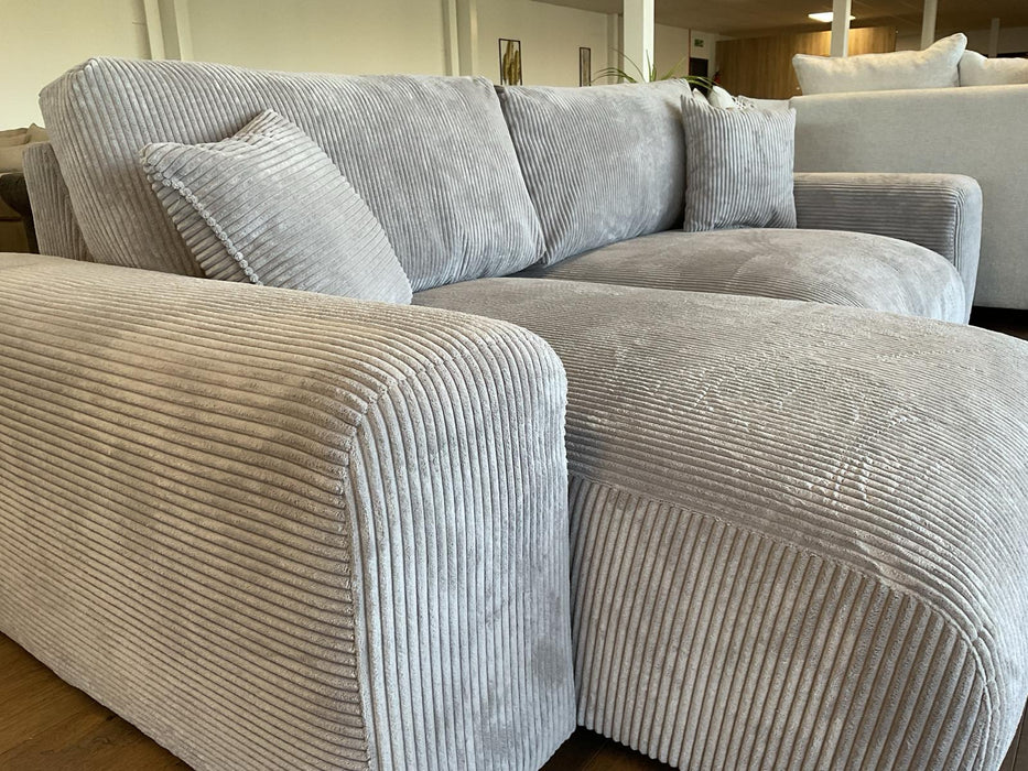 Repton Chaise Corner Sofa (Available in Jumbo Cord Light Grey or Cream)